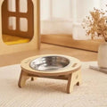 Gamelle Chat Surélevée en Bois avec Bols Inox - Design Scandinave - Solo ou Duo