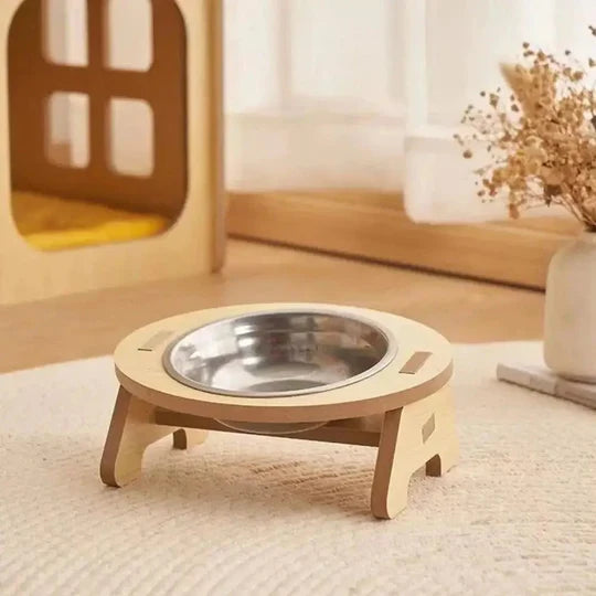 Gamelle Chat Surélevée en Bois avec Bols Inox - Design Scandinave - Solo ou Duo